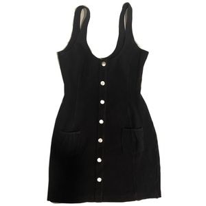 Aesthetic Black Button Dress